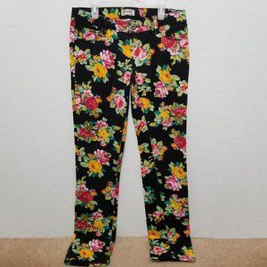 Mudd pants 7 rose flower floral print skinny low rise waist stretch